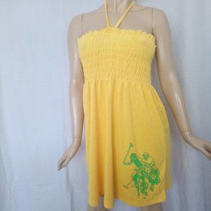 New U.S. Polo Assn Yellow Halter Summer Dress Sz M